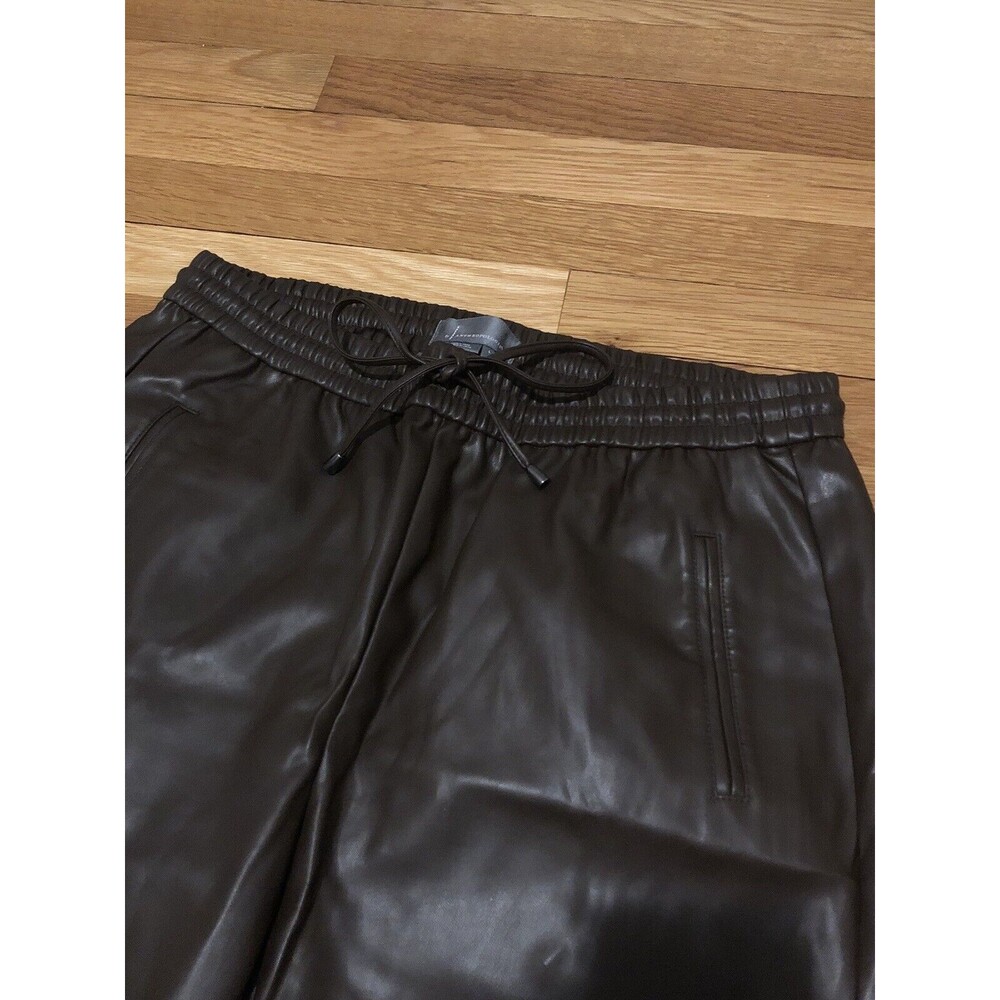By Anthropologie Sakara Faux Leather Pants Brown Pull On Drawstring Waist L - Picture 5 of 7